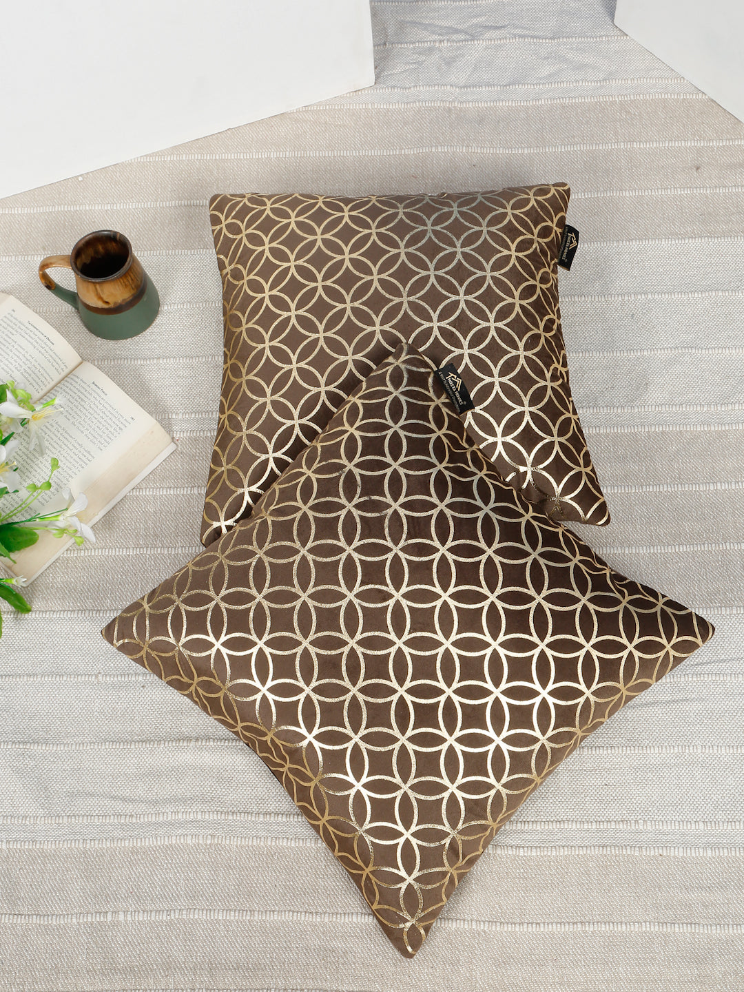 Geometric Printed Velvet Square Cushion Covers 16 X 16 INCHES