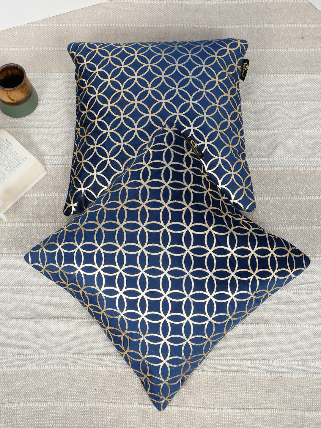 Geometric Printed Velvet Square Cushion Covers 16 X 16 INCHES