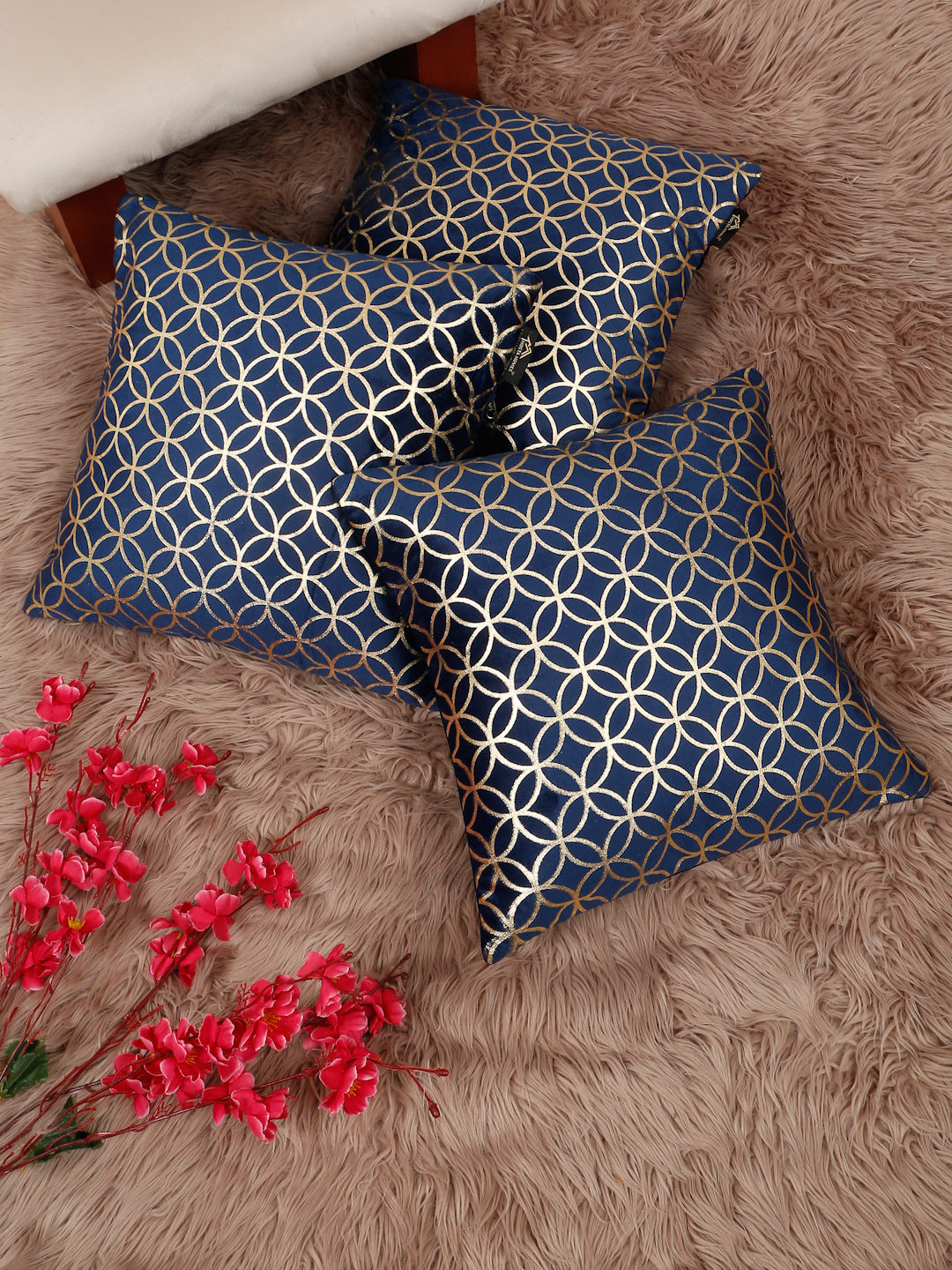 Geometric Printed Velvet Square Cushion Covers 16 X 16 INCHES