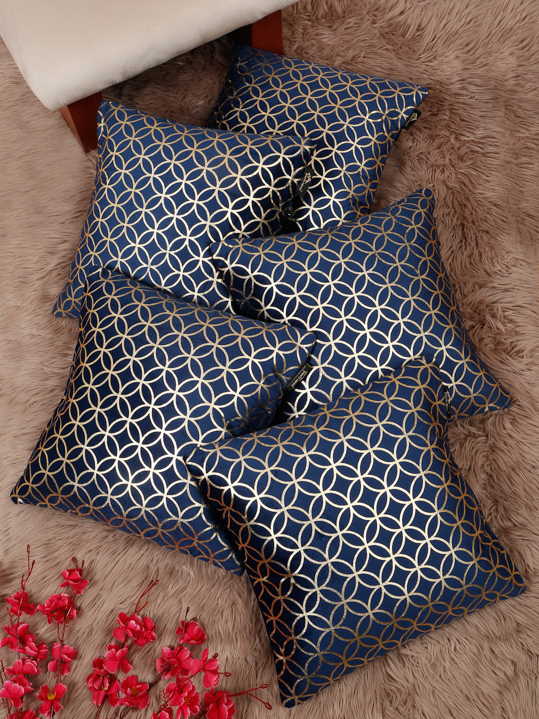 Geometric Printed Velvet Square Cushion Covers 16 X 16 INCHES