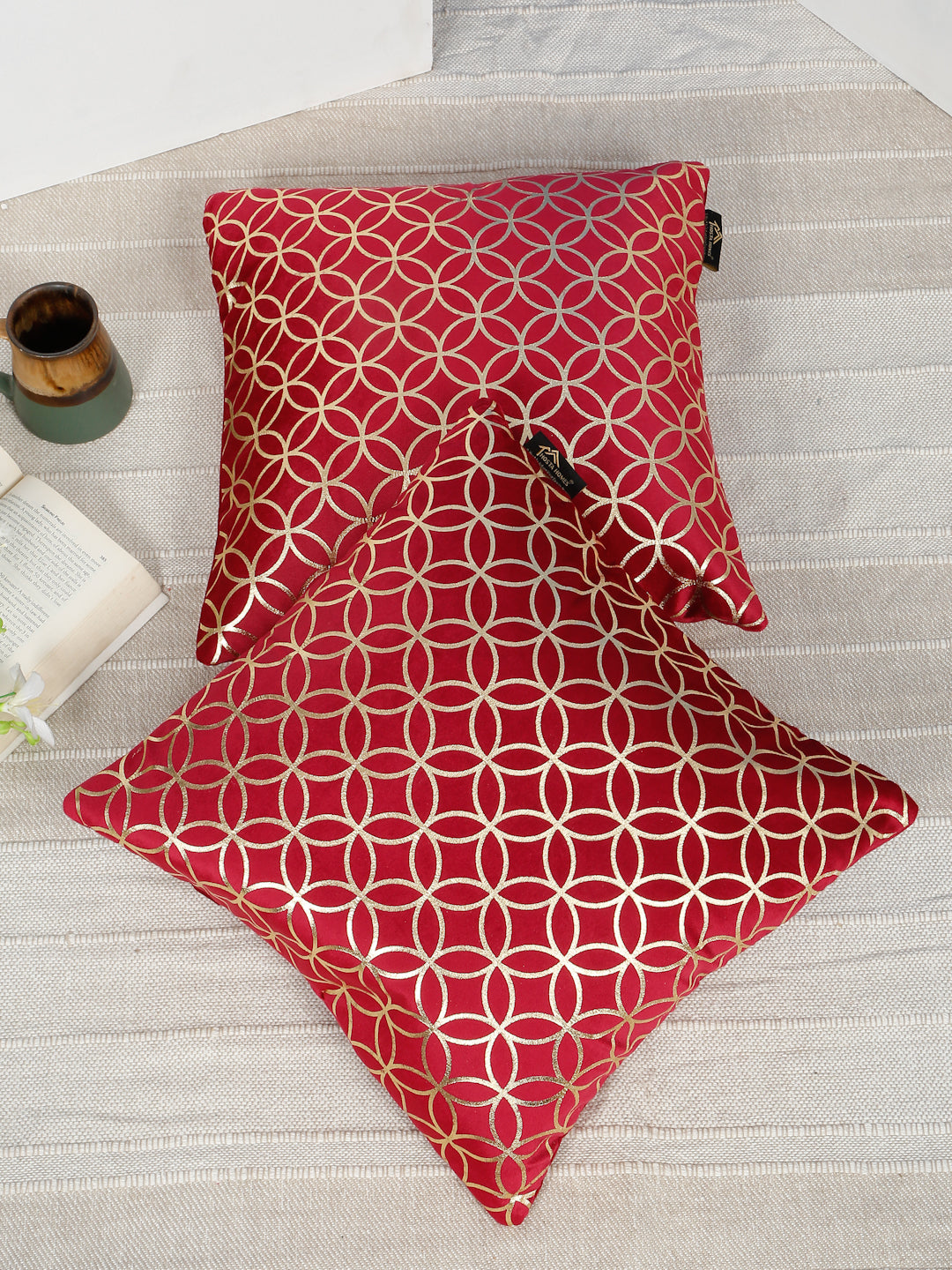 Geometric Printed Velvet Square Cushion Covers 16 X 16 INCHES