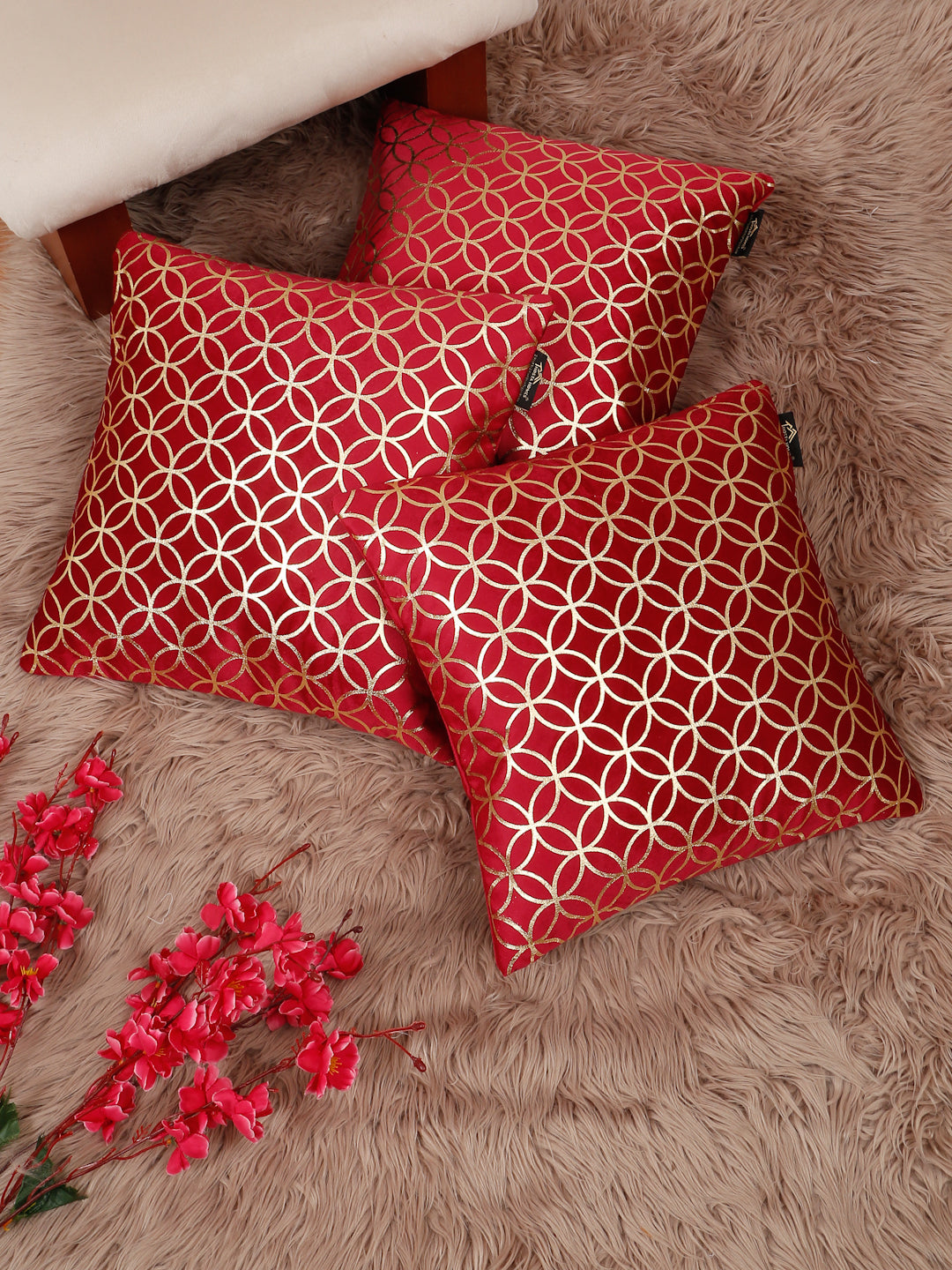 Geometric Printed Velvet Square Cushion Covers 16 X 16 INCHES