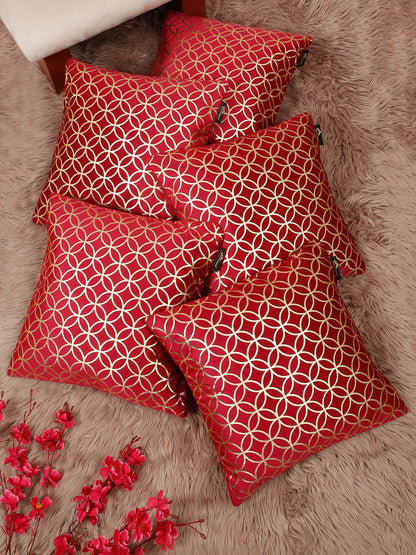 Geometric Printed Velvet Square Cushion Covers 16 X 16 INCHES