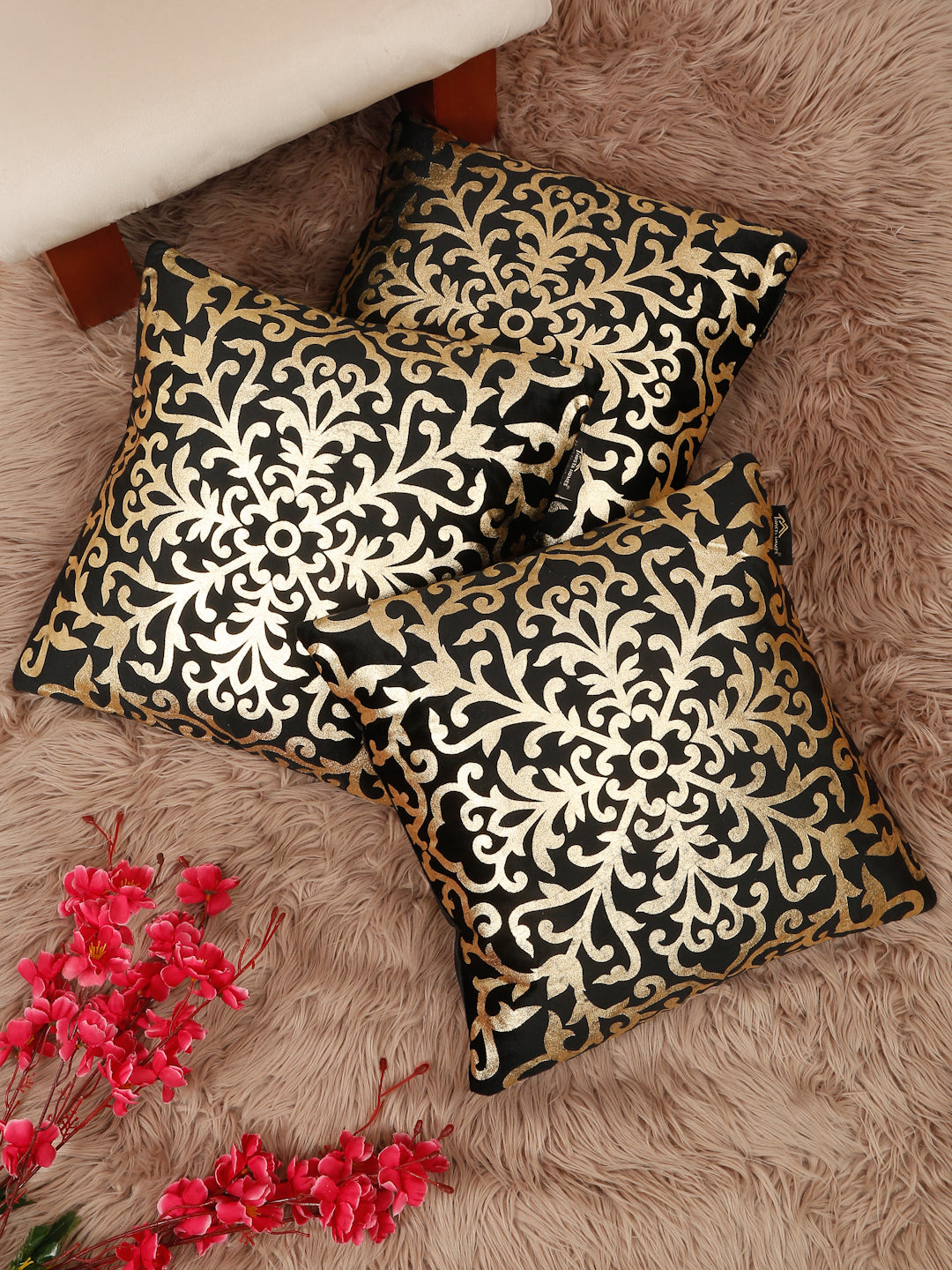Floral Velvet Square Cushion Covers 16 X 16 INCHES