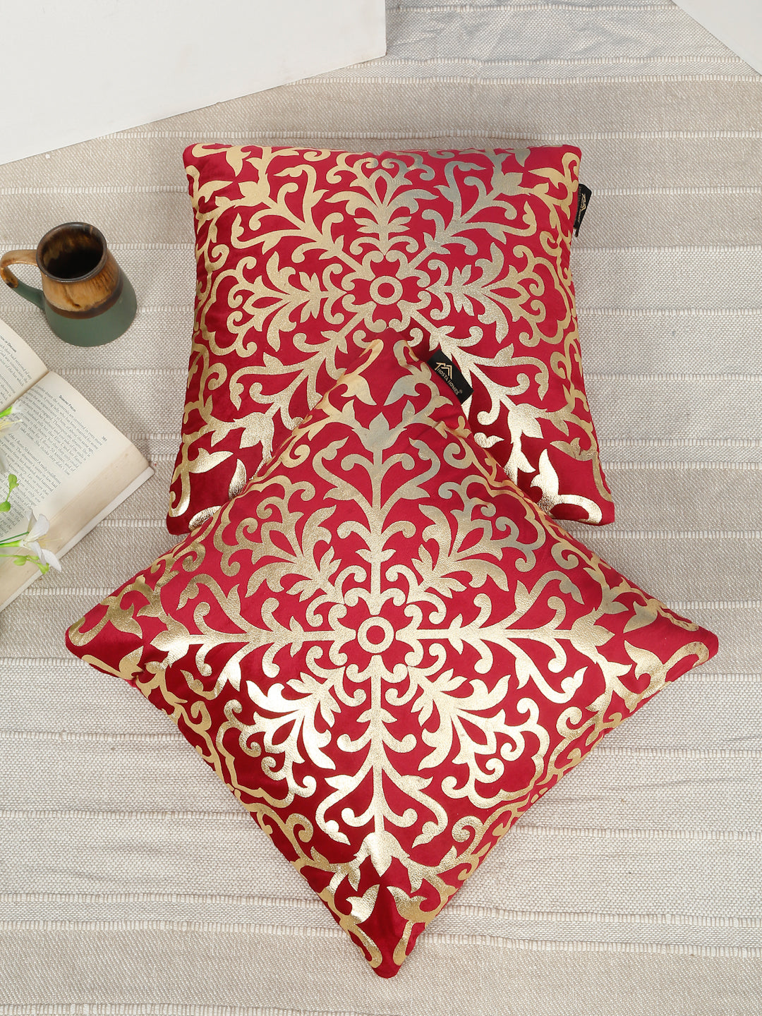 Floral Velvet Square Cushion Covers 16 X 16 INCHES