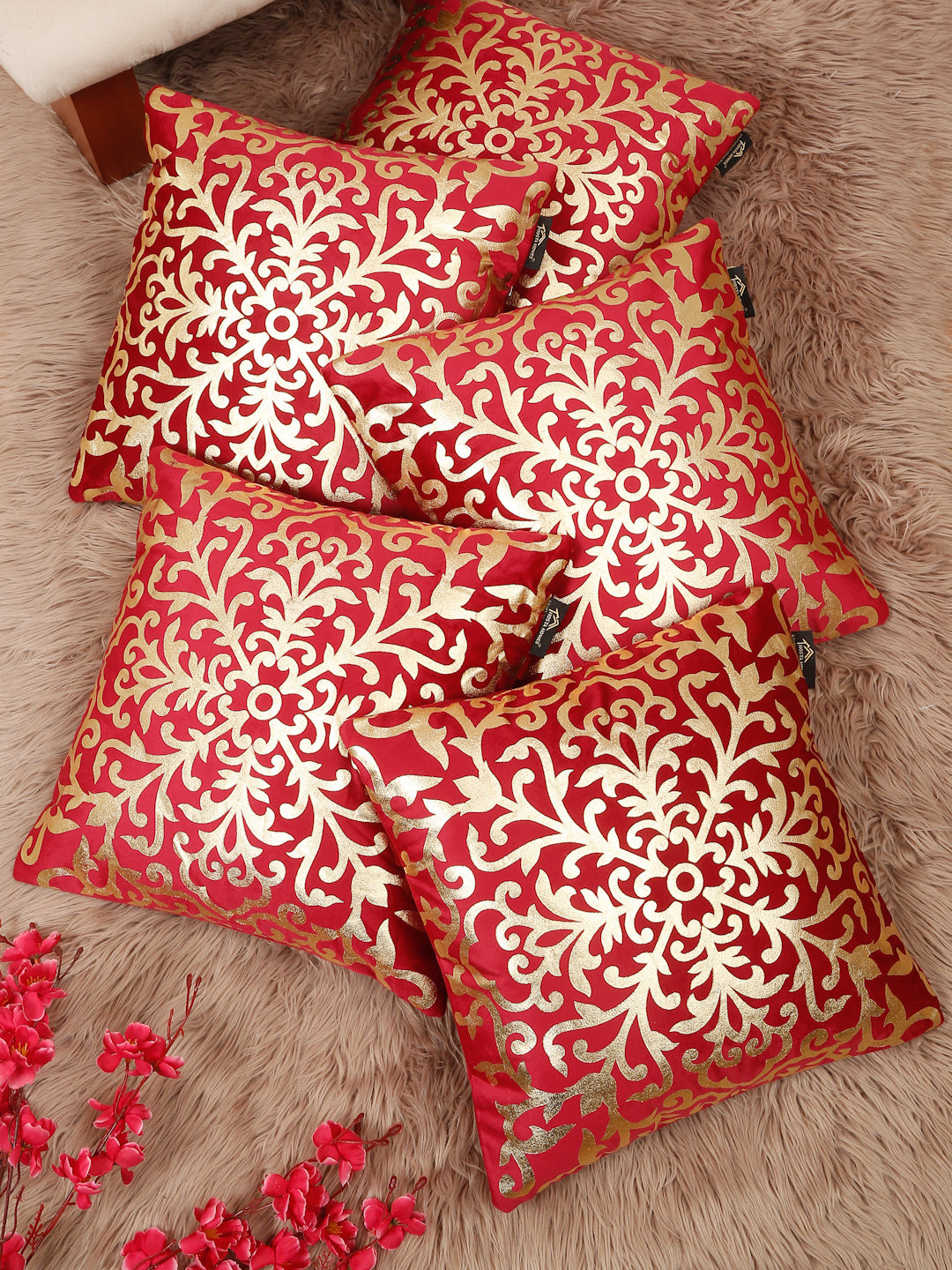 Floral Velvet Square Cushion Covers 16 X 16 INCHES