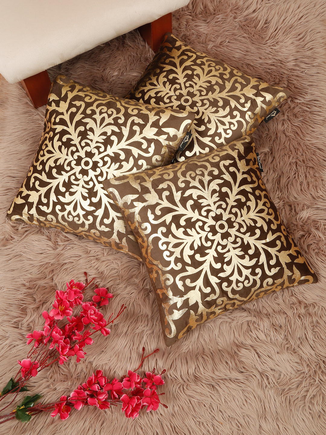 Floral Velvet Square Cushion Covers 16 X 16 INCHES
