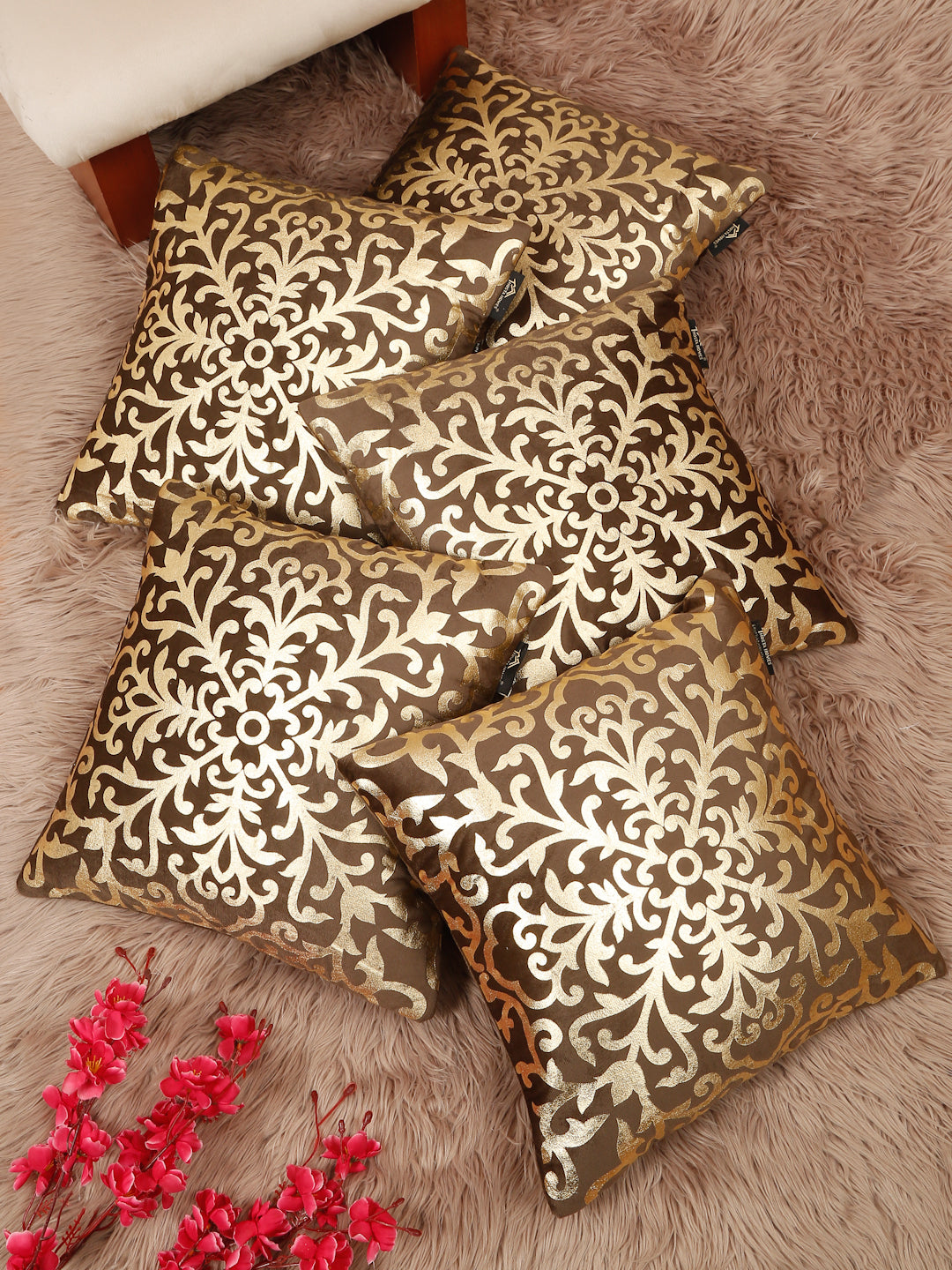 Floral Velvet Square Cushion Covers 16 X 16 INCHES