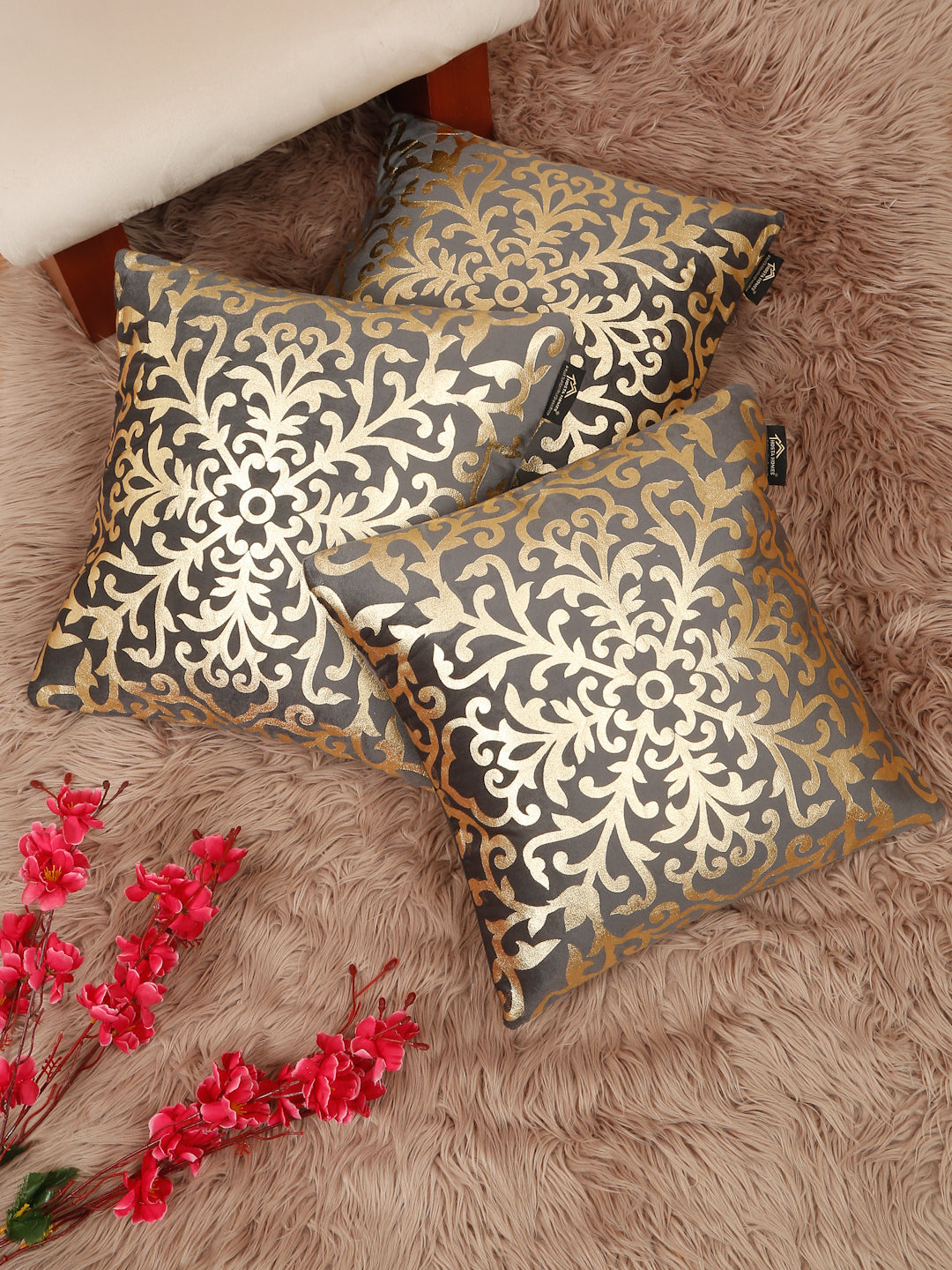 Floral Velvet Square Cushion Covers 16 X 16 INCHES