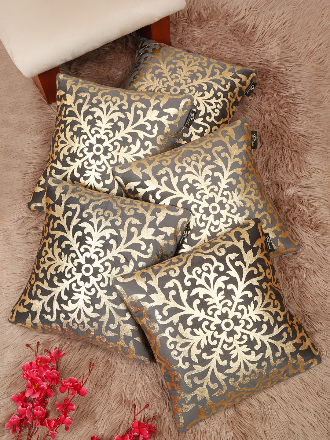 Floral Velvet Square Cushion Covers 16 X 16 INCHES
