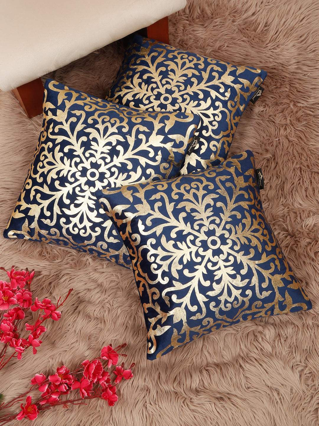 Floral Velvet Square Cushion Covers 16 X 16 INCHES