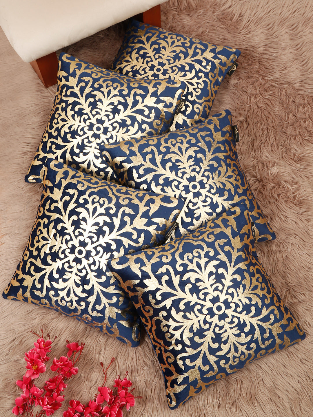 Floral Velvet Square Cushion Covers 16 X 16 INCHES