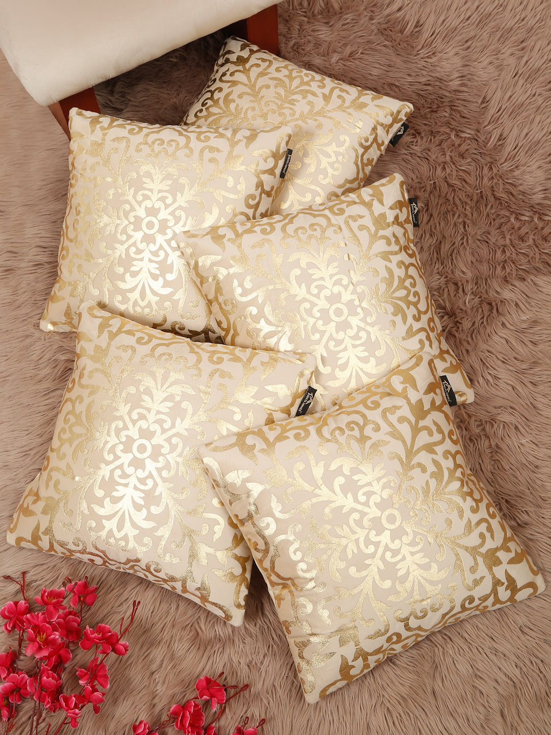 Floral Velvet Square Cushion Covers 16 X 16 INCHES