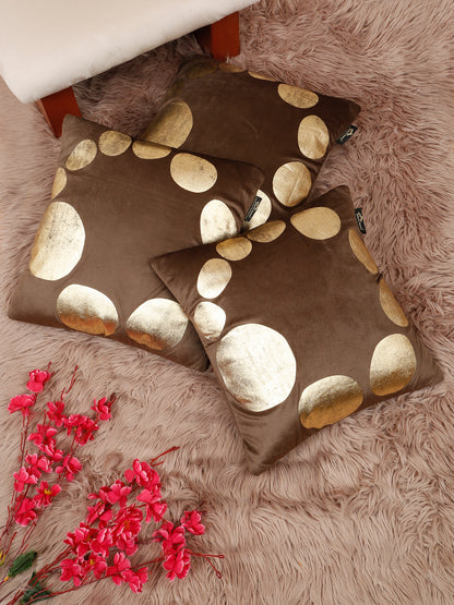Geometric Foil Printed Velvet Square Cushion Covers 16 X 16 INCHES