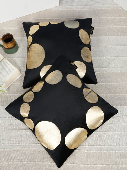 Geometric Foil Printed Velvet Square Cushion Covers 16 X 16 INCHES