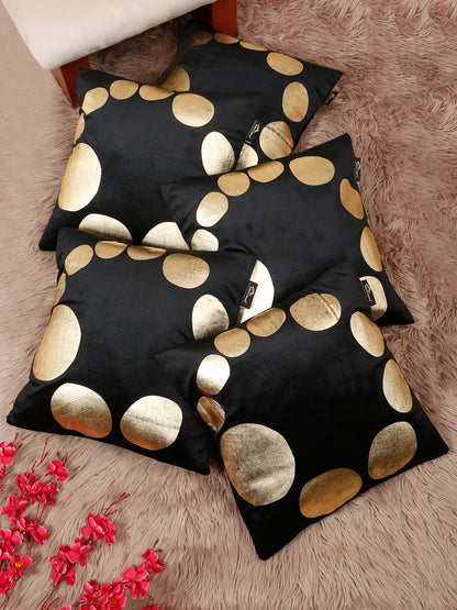Geometric Foil Printed Velvet Square Cushion Covers 16 X 16 INCHES