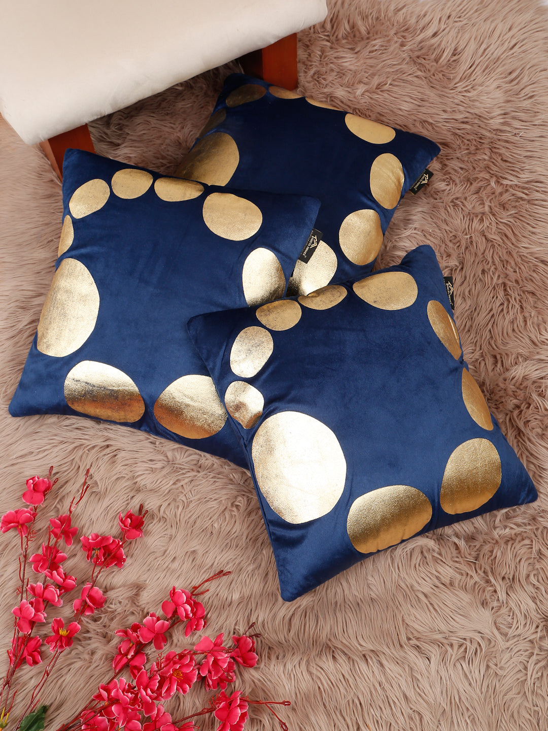 Geometric Foil Printed Velvet Square Cushion Covers 16 X 16 INCHES