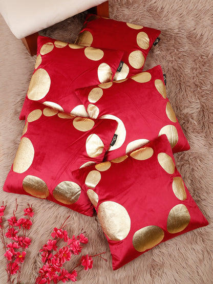Geometric Foil Printed Velvet Square Cushion Covers 16 X 16 INCHES