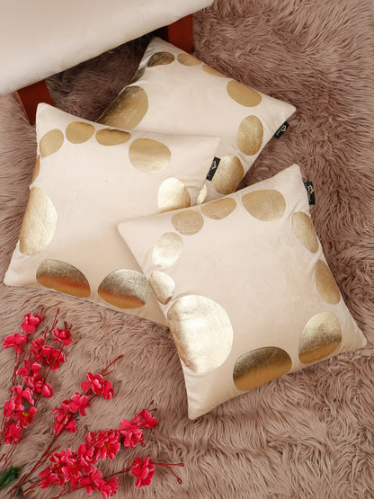 Geometric Foil Printed Velvet Square Cushion Covers 16 X 16 INCHES
