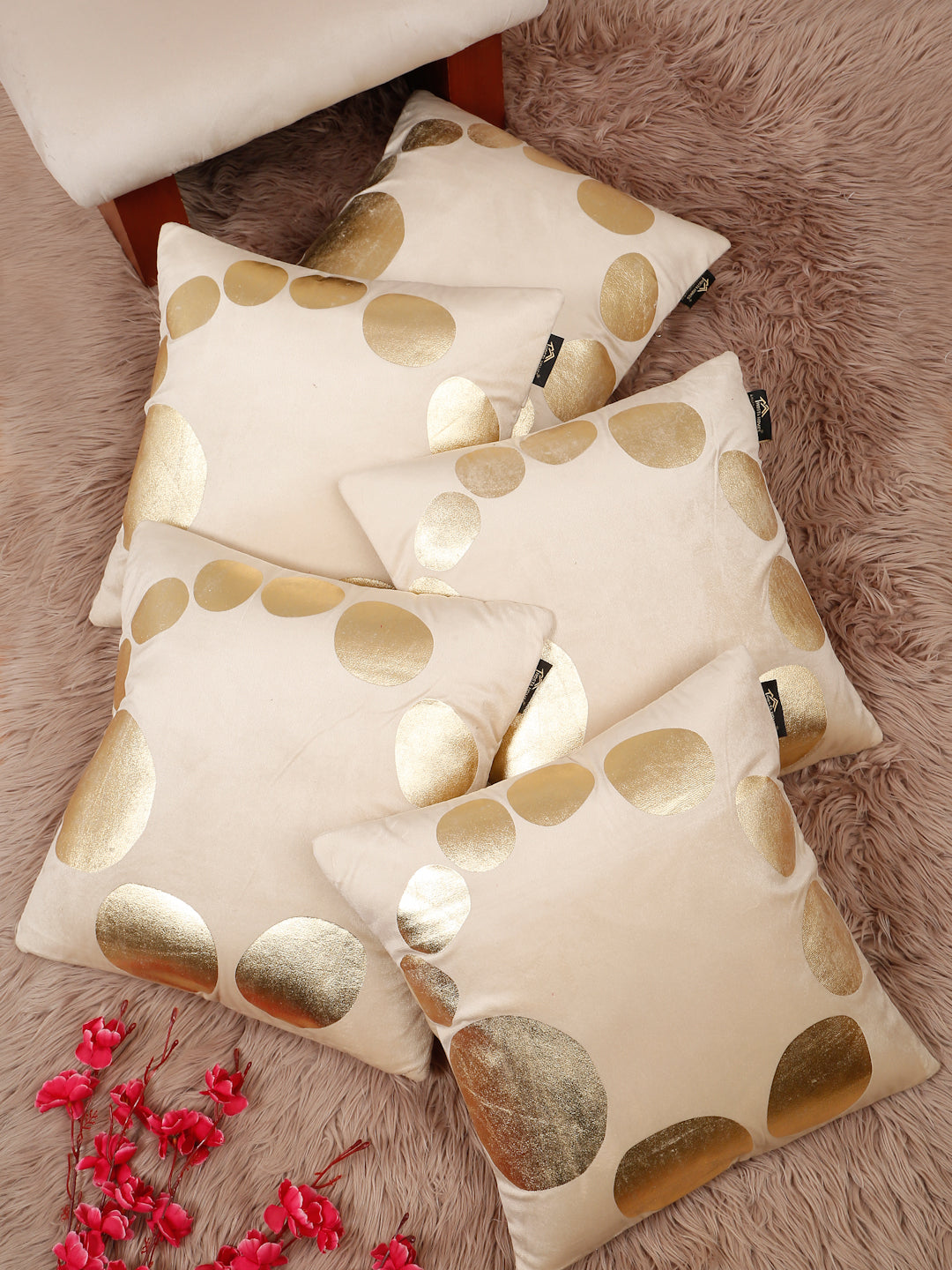 Geometric Foil Printed Velvet Square Cushion Covers 16 X 16 INCHES