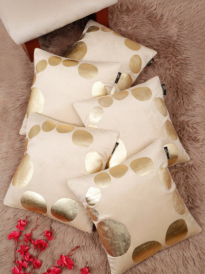 Geometric Foil Printed Velvet Square Cushion Covers 16 X 16 INCHES