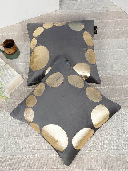 Geometric Foil Printed Velvet Square Cushion Covers 16 X 16 INCHES