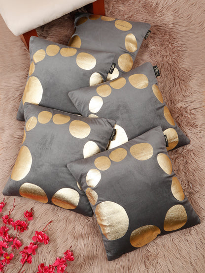 Geometric Foil Printed Velvet Square Cushion Covers 16 X 16 INCHES