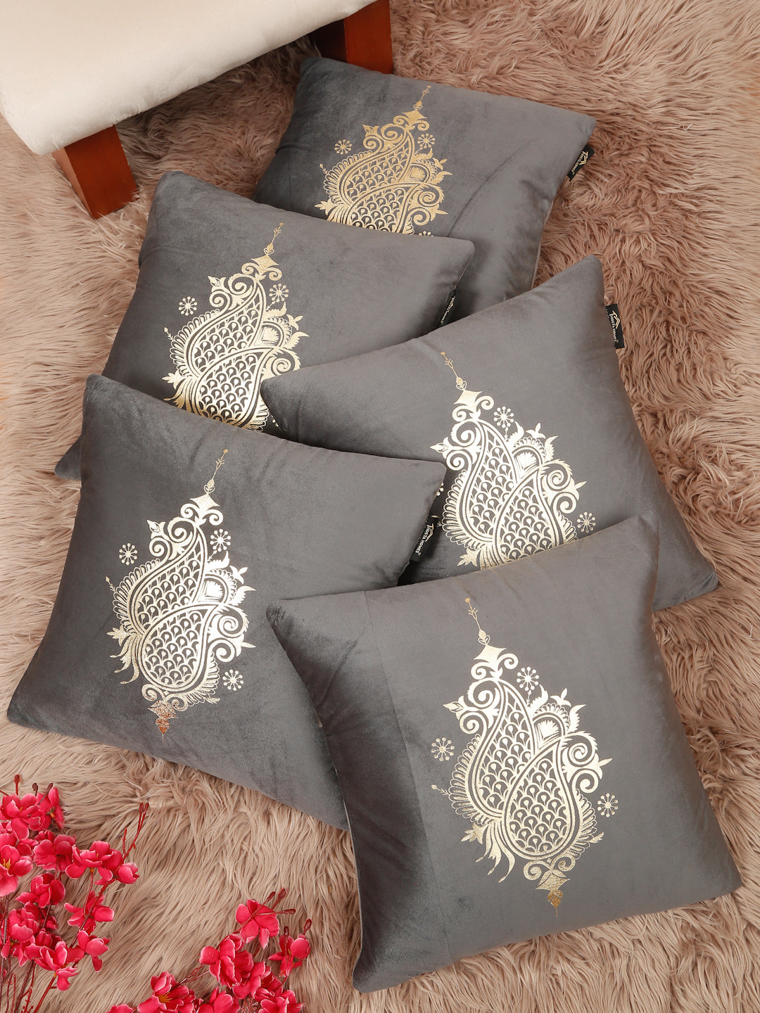 Printed Velvet Square Cushion Covers 16 X 16 INCHES