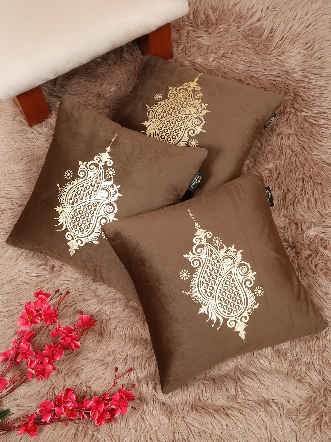 Printed Velvet Square Cushion Covers 16 X 16 INCHES