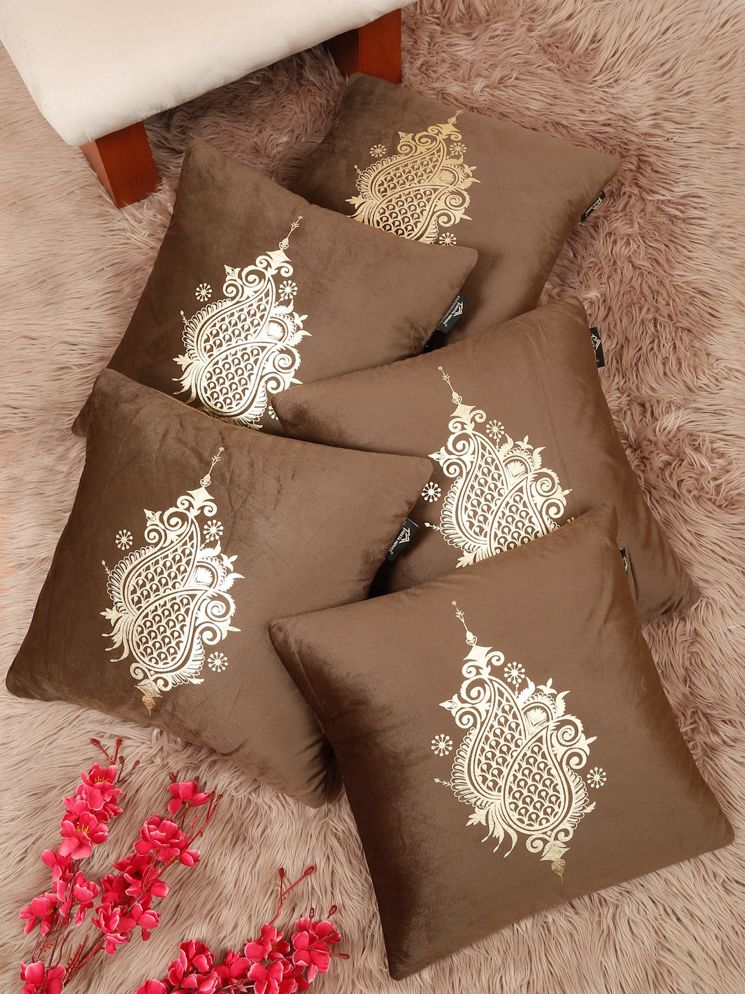 Printed Velvet Square Cushion Covers 16 X 16 INCHES