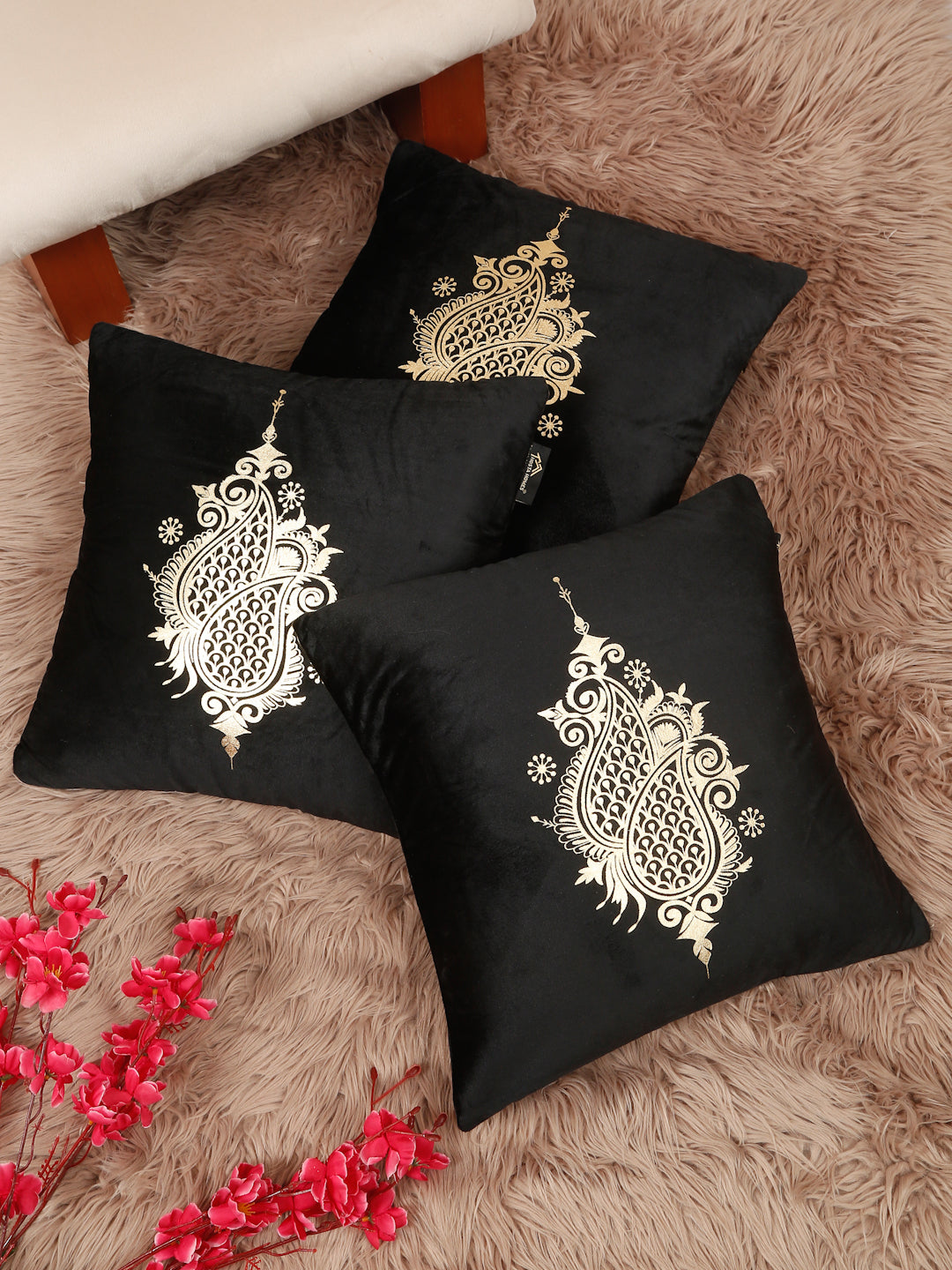 Printed Velvet Square Cushion Covers 16 X 16 INCHES