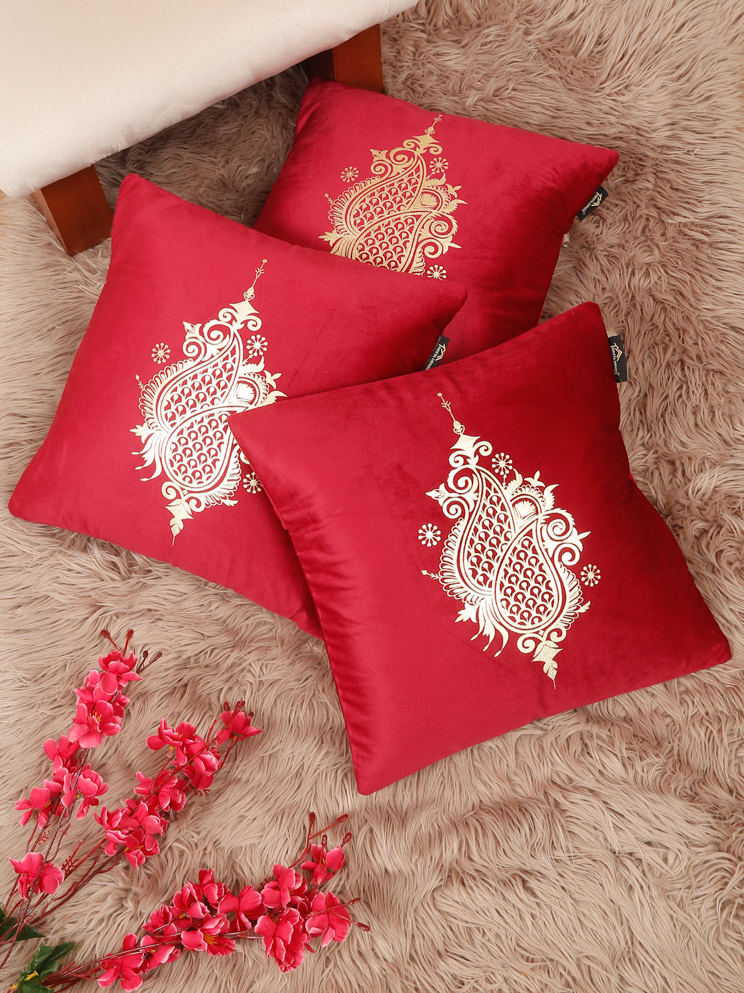 Printed Velvet Square Cushion Covers 16 X 16 INCHES