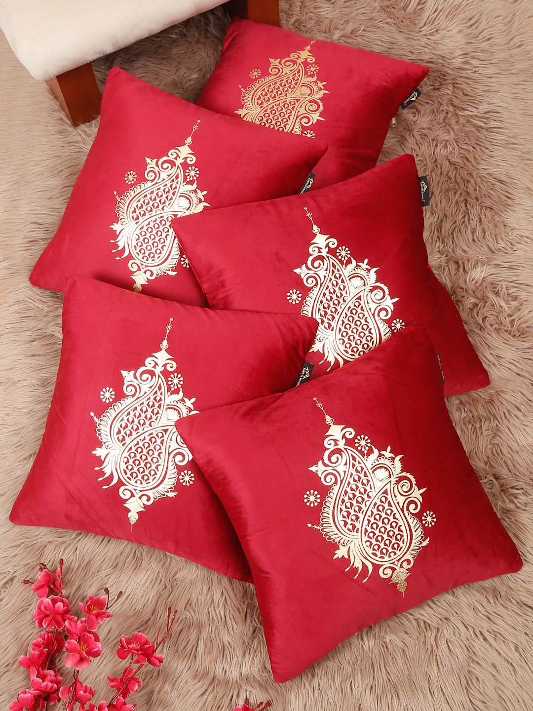 Printed Velvet Square Cushion Covers 16 X 16 INCHES