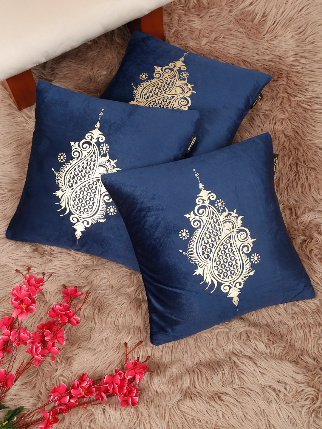 Printed Velvet Square Cushion Covers 16 X 16 INCHES