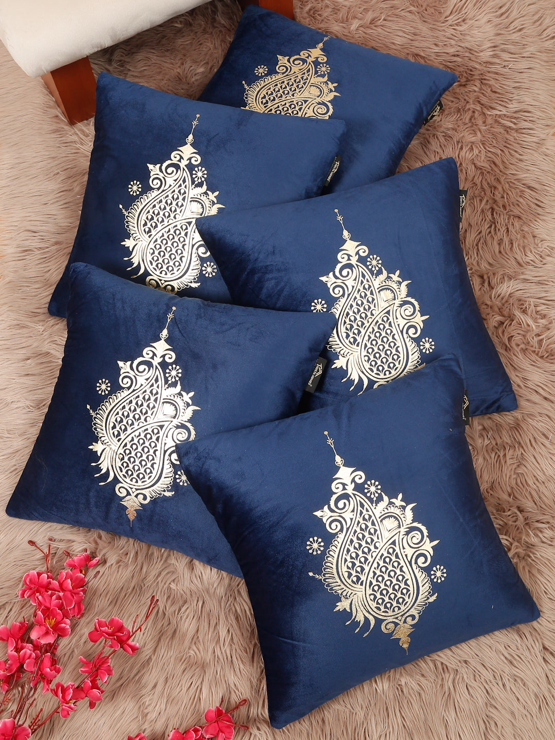 Printed Velvet Square Cushion Covers 16 X 16 INCHES