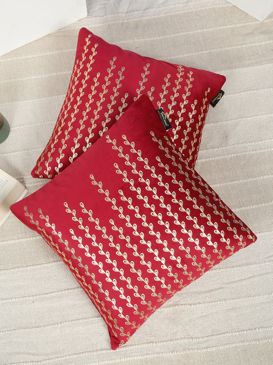 Floral Foil Printed Velvet Square Cushion Covers 16 X 16 INCHES