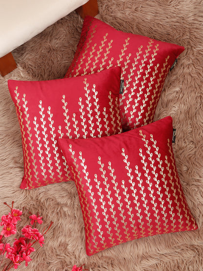 Floral Foil Printed Velvet Square Cushion Covers 16 X 16 INCHES