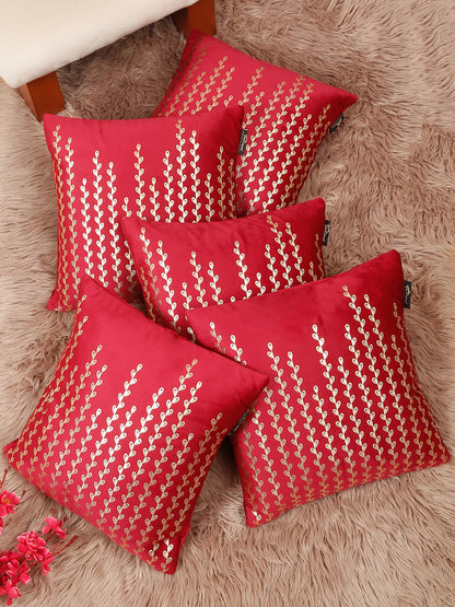 Floral Foil Printed Velvet Square Cushion Covers 16 X 16 INCHES