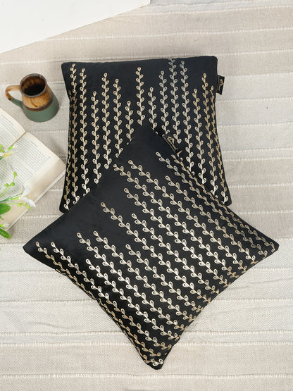 Floral Foil Printed Velvet Square Cushion Covers 16 X 16 INCHES