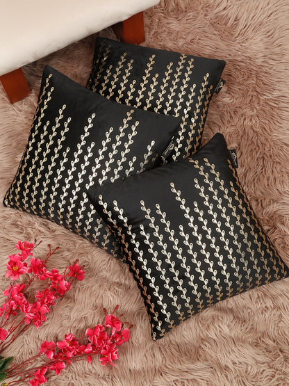 Floral Foil Printed Velvet Square Cushion Covers 16 X 16 INCHES