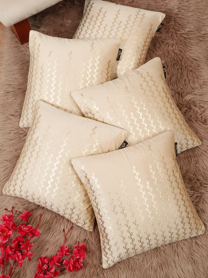 Floral Foil Printed Velvet Square Cushion Covers 16 X 16 INCHES