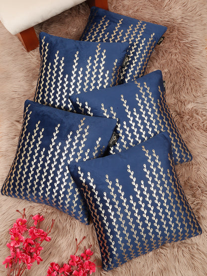 Floral Foil Printed Velvet Square Cushion Covers 16 X 16 INCHES