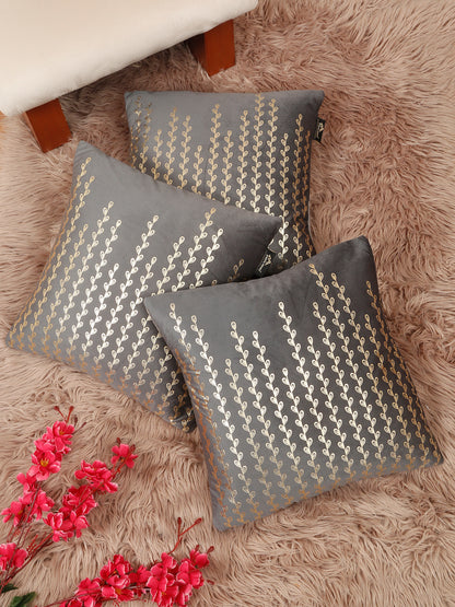 Floral Foil Printed Velvet Square Cushion Covers 16 X 16 INCHES