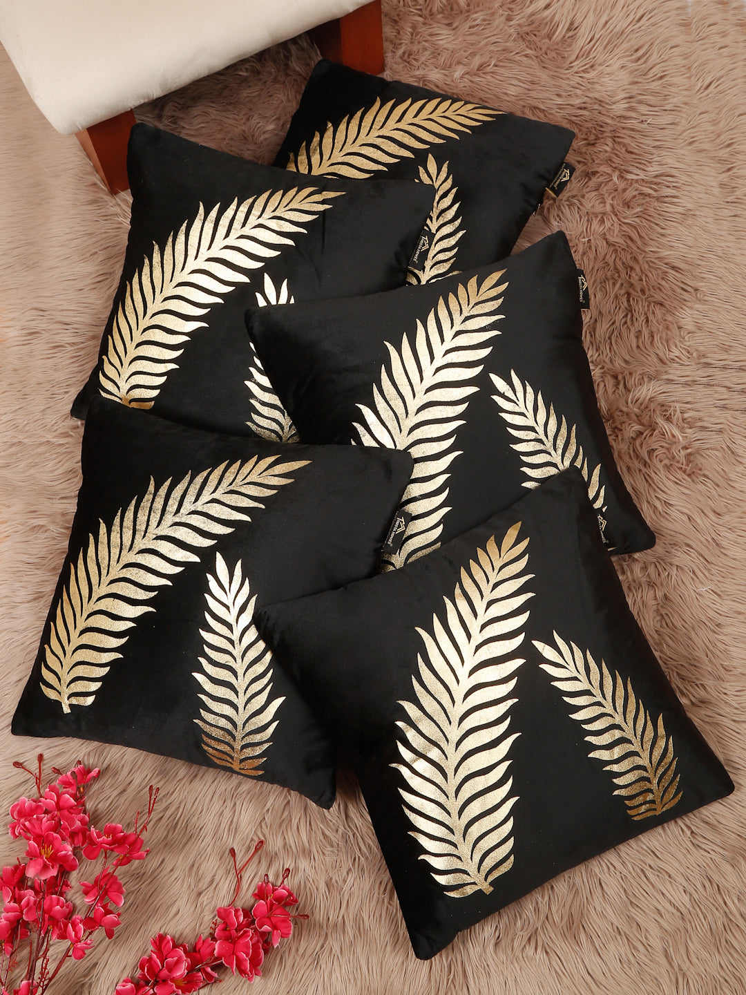 Floral Printed Velvet Square Cushion Covers 16 X 16 INCHES