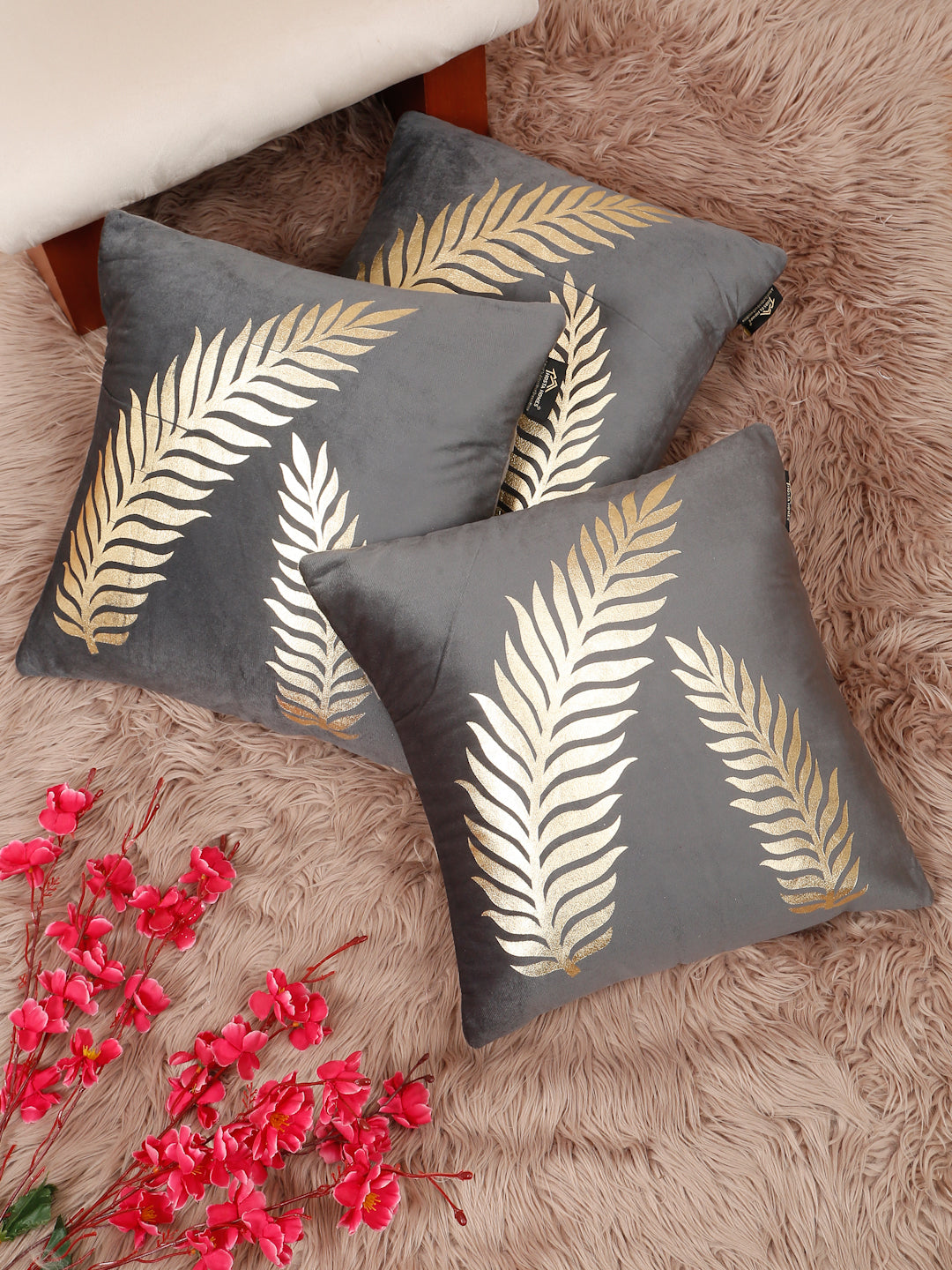 Floral Printed Velvet Square Cushion Covers 16 X 16 INCHES