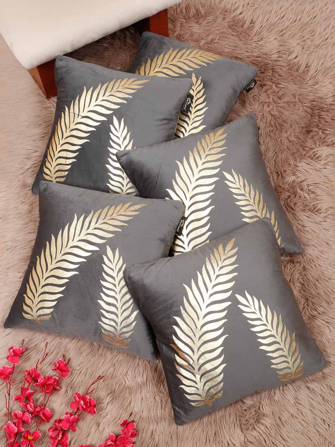 Floral Printed Velvet Square Cushion Covers 16 X 16 INCHES