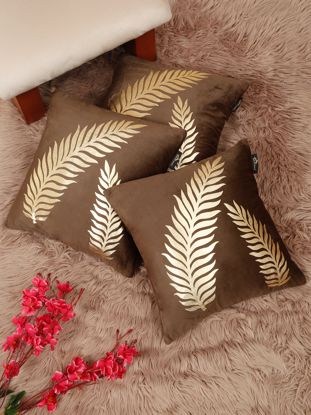 Floral Printed Velvet Square Cushion Covers 16 X 16 INCHES