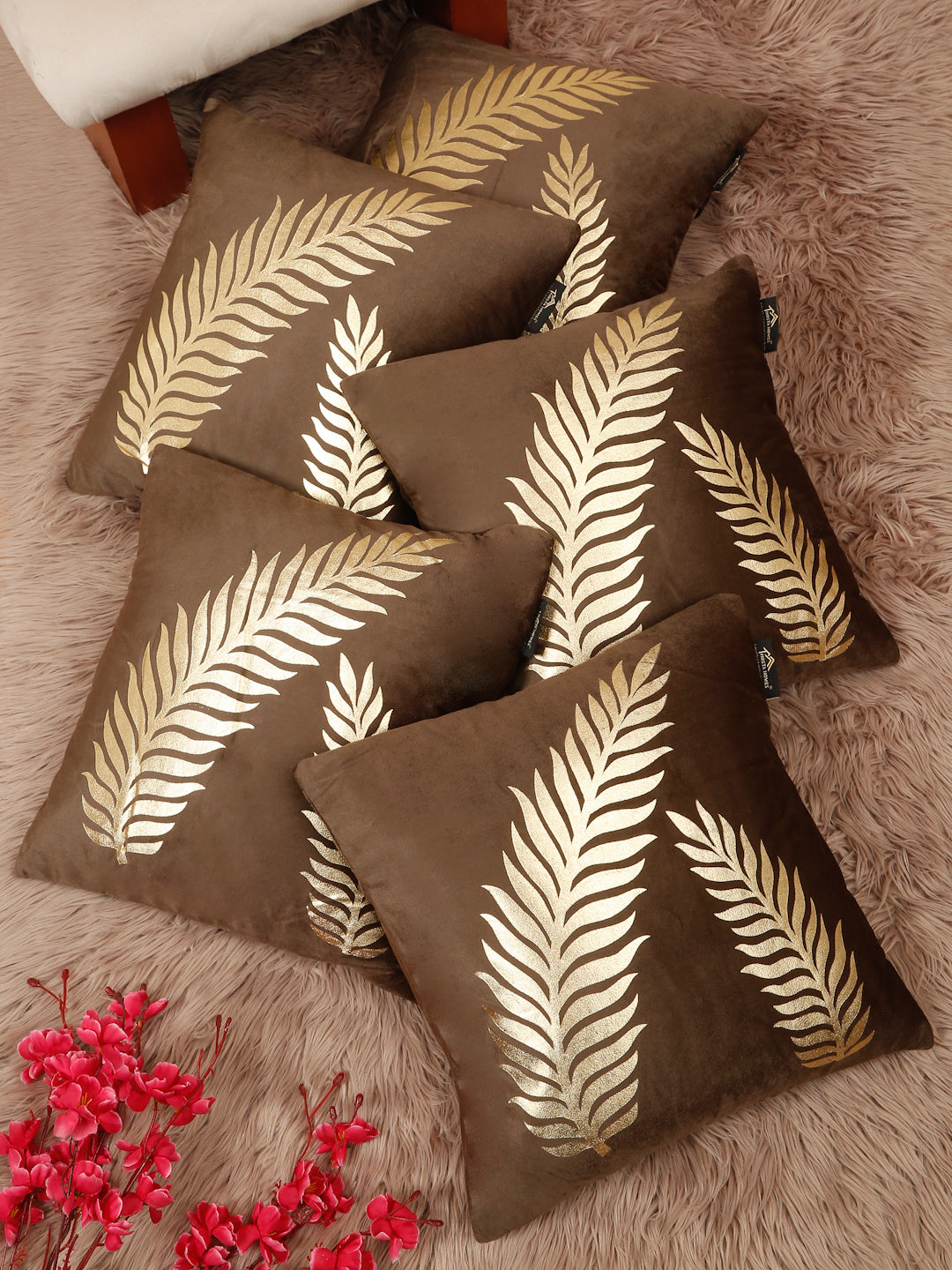 Floral Printed Velvet Square Cushion Covers 16 X 16 INCHES
