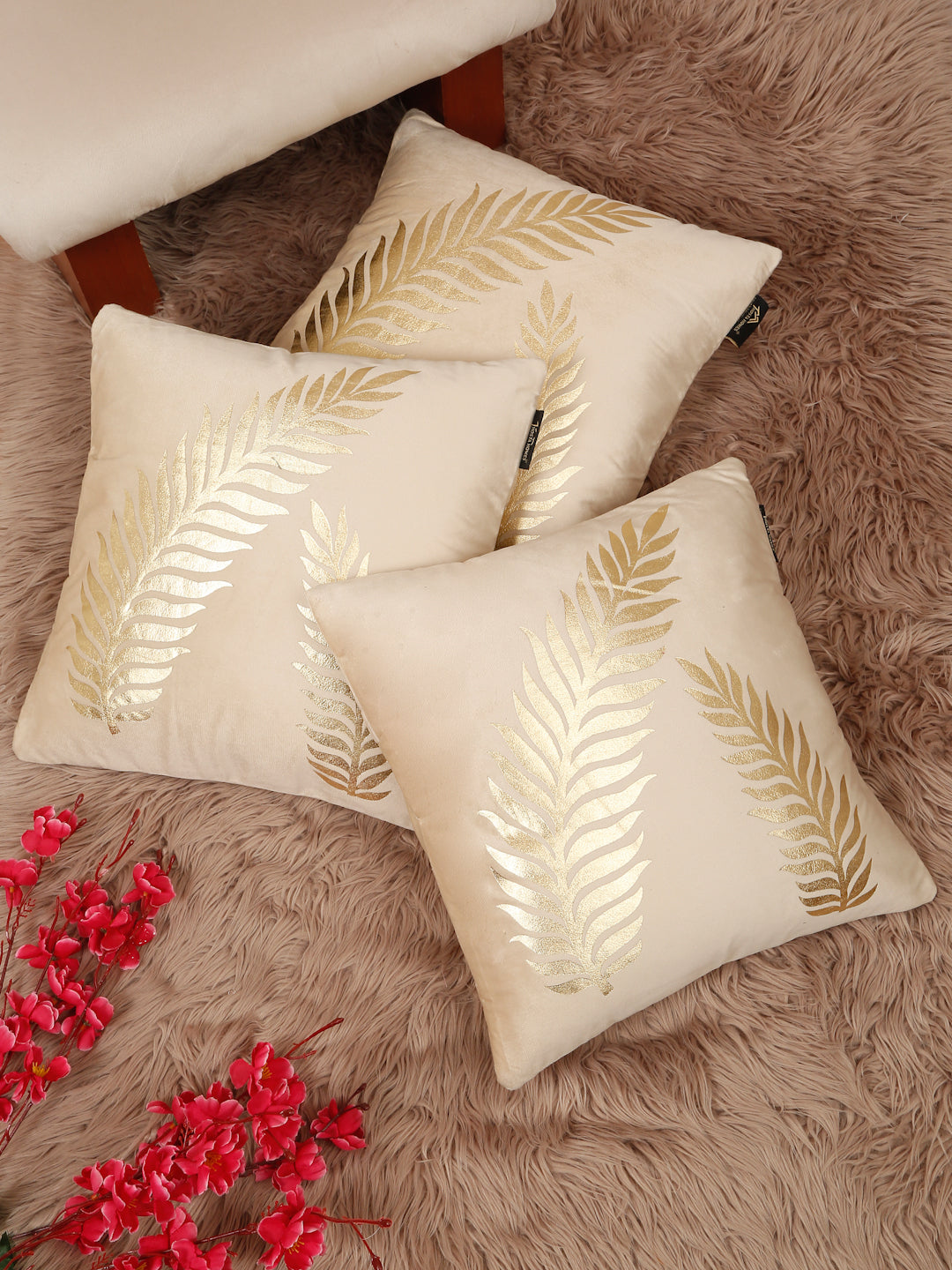 Floral Printed Velvet Square Cushion Covers 16 X 16 INCHES