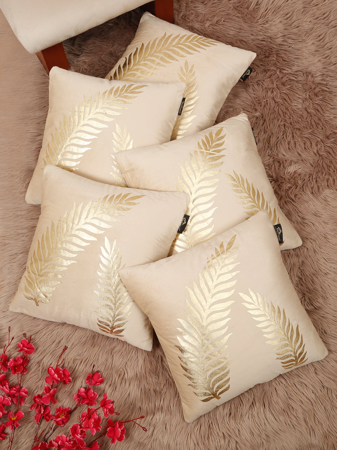 Floral Printed Velvet Square Cushion Covers 16 X 16 INCHES